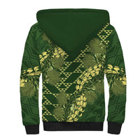 Green Aloha Hawaii Sherpa Hoodie Hawaiian Kakau Ohia Lehua Lei - Polynesian Pride