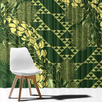 Green Aloha Hawaii Window Curtain Hawaiian Kakau Ohia Lehua Lei - Polynesian Pride