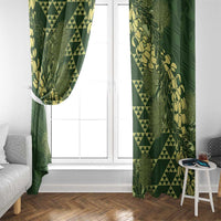 Green Aloha Hawaii Window Curtain Hawaiian Kakau Ohia Lehua Lei - Polynesian Pride