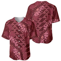 Maroon Aloha Hawaii Baseball Jersey Hawaiian Kakau Ohia Lehua Lei LT14 - Polynesian Pride