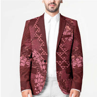 Maroon Aloha Hawaii Blazer Hawaiian Kakau Ohia Lehua Lei LT14 - Polynesian Pride