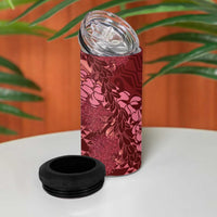 Maroon Aloha Hawaii 4 in 1 Can Cooler Tumbler Hawaiian Kakau Ohia Lehua Lei - Polynesian Pride