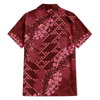 Maroon Aloha Hawaii Family Matching Off The Shoulder Long Sleeve Dress and Hawaiian Shirt Hawaiian Kakau Ohia Lehua Lei - Polynesian Pride