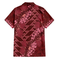 Maroon Aloha Hawaii Family Matching Off Shoulder Maxi Dress and Hawaiian Shirt Hawaiian Kakau Ohia Lehua Lei - Polynesian Pride