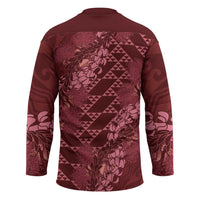 Maroon Aloha Hawaii Hockey Jersey Hawaiian Kakau Ohia Lehua Lei LT14 - Polynesian Pride