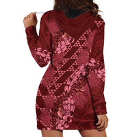 Maroon Aloha Hawaii Hoodie Dress Hawaiian Kakau Ohia Lehua Lei - Polynesian Pride