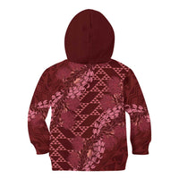 Maroon Aloha Hawaii Kid Hoodie Hawaiian Kakau Ohia Lehua Lei - Polynesian Pride