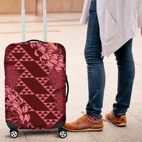 Maroon Aloha Hawaii Luggage Cover Hawaiian Kakau Ohia Lehua Lei LT14 Maroon - Polynesian Pride