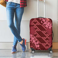 Maroon Aloha Hawaii Luggage Cover Hawaiian Kakau Ohia Lehua Lei LT14 - Polynesian Pride