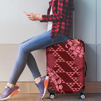 Maroon Aloha Hawaii Luggage Cover Hawaiian Kakau Ohia Lehua Lei LT14 - Polynesian Pride
