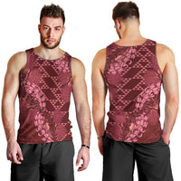 Maroon Aloha Hawaii Men Tank Top Hawaiian Kakau Ohia Lehua Lei - Polynesian Pride