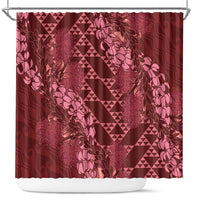 Maroon Aloha Hawaii Shower Curtain Hawaiian Kakau Ohia Lehua Lei - Polynesian Pride