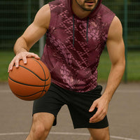 Maroon Aloha Hawaii Sleeveless Hoodie Hawaiian Kakau Ohia Lehua Lei - Polynesian Pride