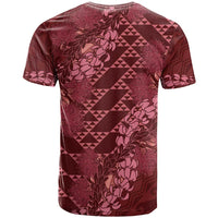 Maroon Aloha Hawaii T Shirt Hawaiian Kakau Ohia Lehua Lei - Polynesian Pride
