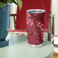 Maroon Aloha Hawaii Tumbler Cup Hawaiian Kakau Ohia Lehua Lei - Polynesian Pride