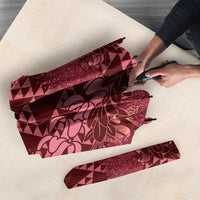 Maroon Aloha Hawaii Umbrella Hawaiian Kakau Ohia Lehua Lei - Polynesian Pride