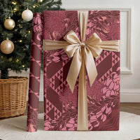 Maroon Aloha Hawaii Wrapping Paper Hawaiian Kakau Ohia Lehua Lei - Polynesian Pride