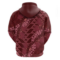 Maroon Aloha Hawaii Zip Hoodie Hawaiian Kakau Ohia Lehua Lei LT14 - Polynesian Pride