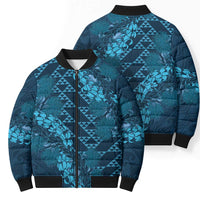 Naval Night Aloha Hawaii Bomber Puffer Jacket Hawaiian Kakau Ohia Lehua Lei - Polynesian Pride