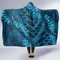 Naval Night Aloha Hawaii Hooded Blanket Hawaiian Kakau Ohia Lehua Lei - Polynesian Pride