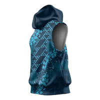 Naval Night Aloha Hawaii Sleeveless Hoodie Hawaiian Kakau Ohia Lehua Lei - Polynesian Pride