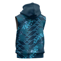 Naval Night Aloha Hawaii Sleeveless Zip Hoodie Hawaiian Kakau Ohia Lehua Lei - Polynesian Pride