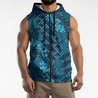 Naval Night Aloha Hawaii Sleeveless Zip Hoodie Hawaiian Kakau Ohia Lehua Lei - Polynesian Pride