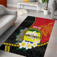 Personalised PNG Morobe Provins Area Rug Papua New Guinea Plumeria Melanesian Pattern - Polynesian Pride