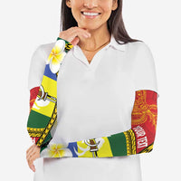 Personalised PNG Morobe Provins Arm Sleeves Papua New Guinea Plumeria Melanesian Pattern - Polynesian Pride