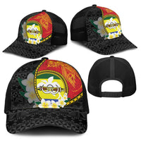 PNG Morobe Provins Baseball Net Cap Papua New Guinea Plumeria Melanesian Pattern - Polynesian Pride