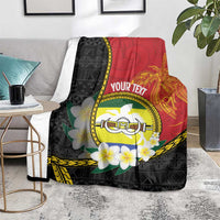 Personalised PNG Morobe Provins Blanket Papua New Guinea Plumeria Melanesian Pattern - Polynesian Pride