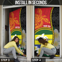 Personalised PNG Morobe Provins Door Cover Papua New Guinea Plumeria Melanesian Pattern - Polynesian Pride