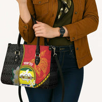 Personalised PNG Morobe Provins Leather Bag Papua New Guinea Plumeria Melanesian Pattern - Polynesian Pride