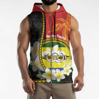 Personalised PNG Morobe Provins Sleeveless Zip Hoodie Papua New Guinea Plumeria Melanesian Pattern - Polynesian Pride