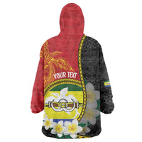 Personalised PNG Morobe Provins Wearable Blanket Hoodie Papua New Guinea Plumeria Melanesian Pattern - Polynesian Pride