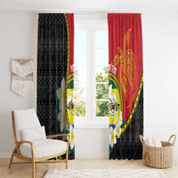 Personalised PNG Morobe Provins Window Curtain Papua New Guinea Plumeria Melanesian Pattern - Polynesian Pride