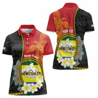 Personalised PNG Morobe Provins Women Polo Shirt Papua New Guinea Plumeria Melanesian Pattern LT14 - Polynesian Pride