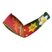 Personalised PNG Isten Hailans Provins Arm Sleeves Papua New Guinea Plumeria Melanesian Pattern - Polynesian Pride