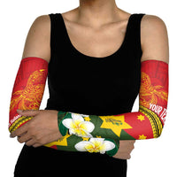 Personalised PNG Isten Hailans Provins Arm Sleeves Papua New Guinea Plumeria Melanesian Pattern - Polynesian Pride