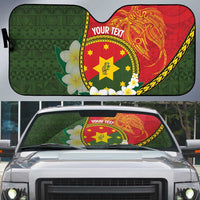 Personalised PNG Isten Hailans Provins Auto Sun Shade Papua New Guinea Plumeria Melanesian Pattern - Polynesian Pride