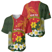 Personalised PNG Isten Hailans Provins Baseball Jersey Papua New Guinea Plumeria Melanesian Pattern - Polynesian Pride