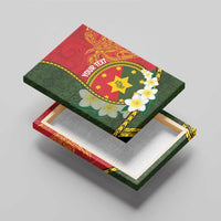 Personalised PNG Isten Hailans Provins Canvas Wall Art Papua New Guinea Plumeria Melanesian Pattern - Polynesian Pride