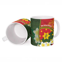 Personalised PNG Isten Hailans Provins Ceramic Mug Papua New Guinea Plumeria Melanesian Pattern - Polynesian Pride