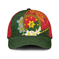 PNG Isten Hailans Provins Classic Cap Papua New Guinea Plumeria Melanesian Pattern - Polynesian Pride