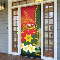 Personalised PNG Isten Hailans Provins Door Cover Papua New Guinea Plumeria Melanesian Pattern - Polynesian Pride