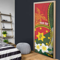 Personalised PNG Isten Hailans Provins Door Cover Papua New Guinea Plumeria Melanesian Pattern - Polynesian Pride