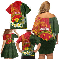 Personalised PNG Isten Hailans Provins Family Matching Off Shoulder Short Dress and Hawaiian Shirt Papua New Guinea Plumeria Melanesian Pattern - Polynesian Pride