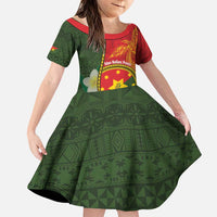 Personalised PNG Isten Hailans Provins Family Matching Puletasi and Hawaiian Shirt Papua New Guinea Plumeria Melanesian Pattern LT14 Daughter's Dress Green - Polynesian Pride