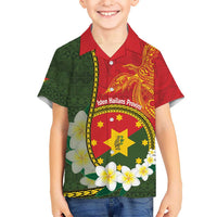 Personalised PNG Isten Hailans Provins Kid Hawaiian Shirt Papua New Guinea Plumeria Melanesian Pattern LT14 Kid Green - Polynesian Pride