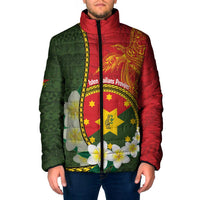 Personalised PNG Isten Hailans Provins Padded Jacket Papua New Guinea Plumeria Melanesian Pattern - Polynesian Pride
